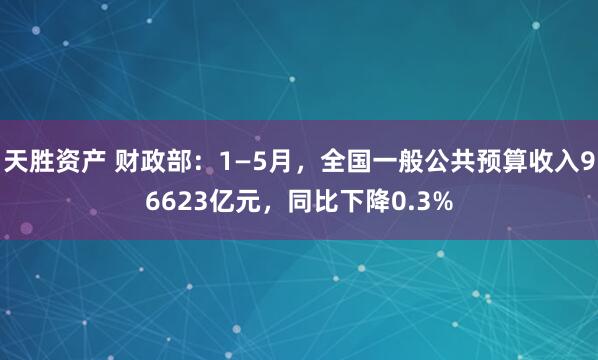 天胜资产 财政部：1—5月，全国一般公共预算收入96623亿元，同比下降0.3%